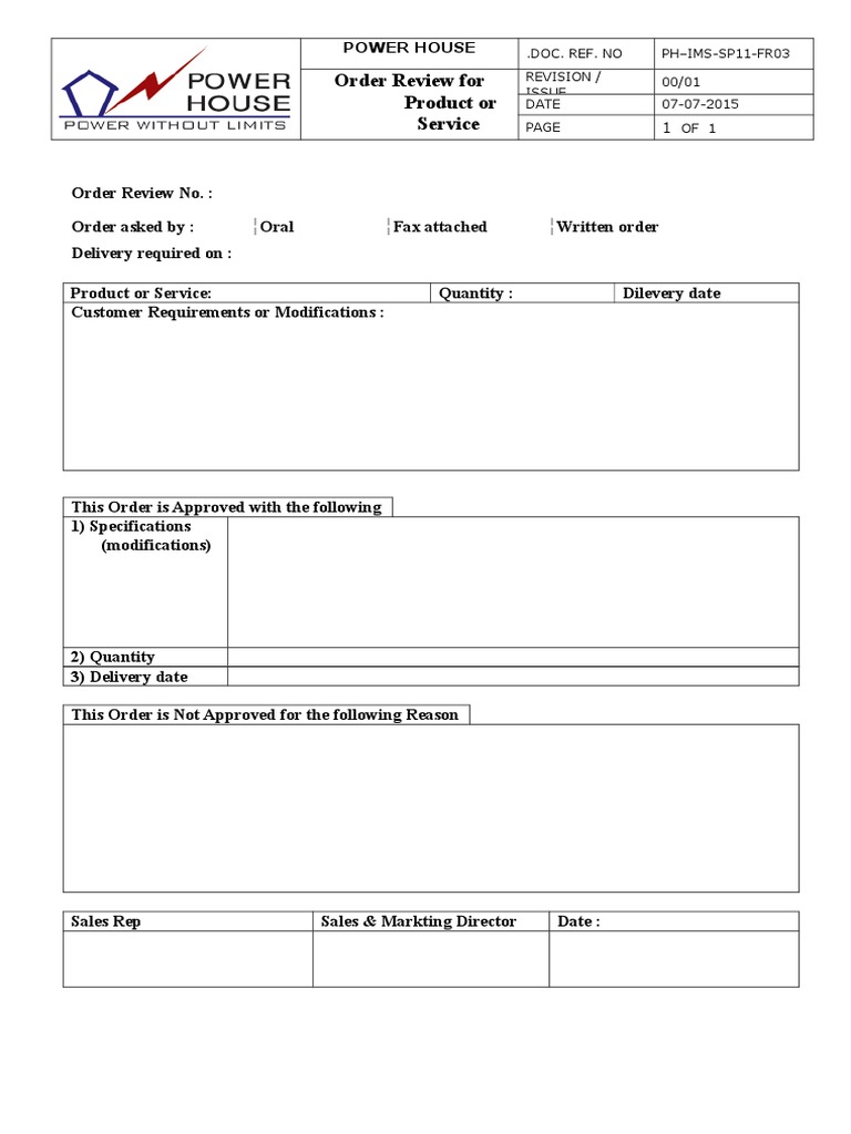 PH IMS SP11 FR03Order Review | PDF