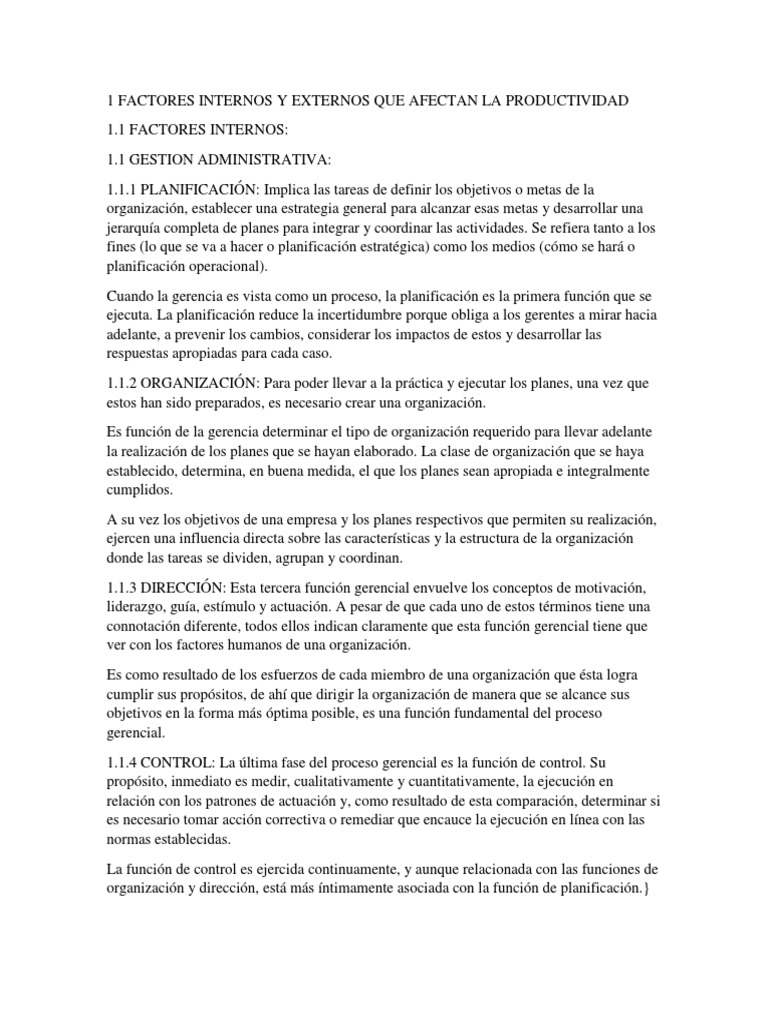1 Factores Internos y Externos Que Afectan La
