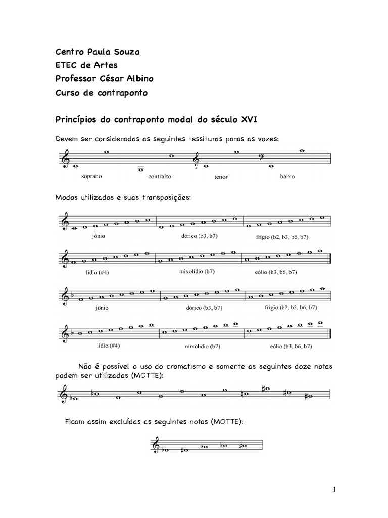 Curso de Contraponto PDF | PDF | Acorde (música) | Intervalo (música)