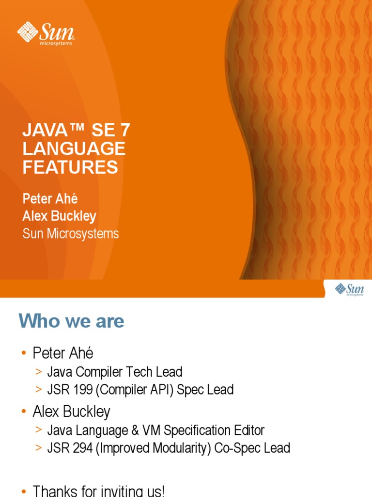 Java™ Se 7 Language Features: Peter Ahé Alex Buckley | PDF | Java ...