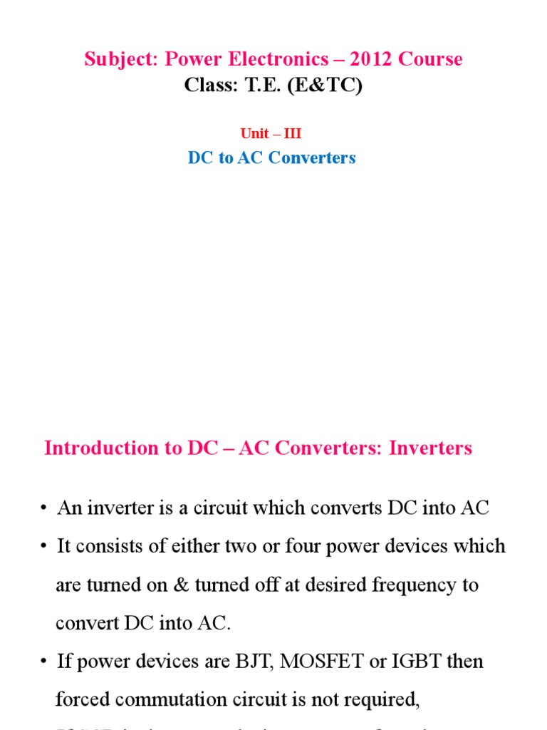 Power Electronics Unit3 PDF Power Inverter Power Electronics