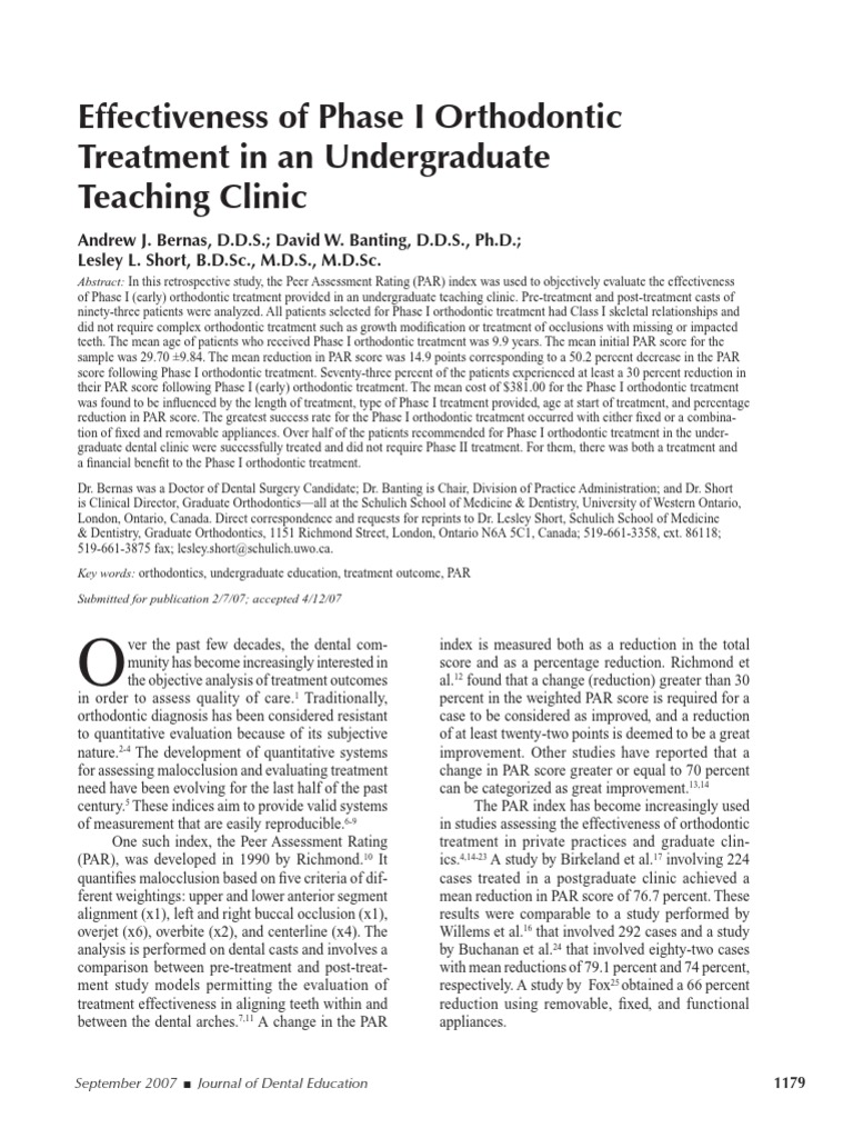 Effectiveness of Phase I Orthodontic Treatment in An Undergraduate