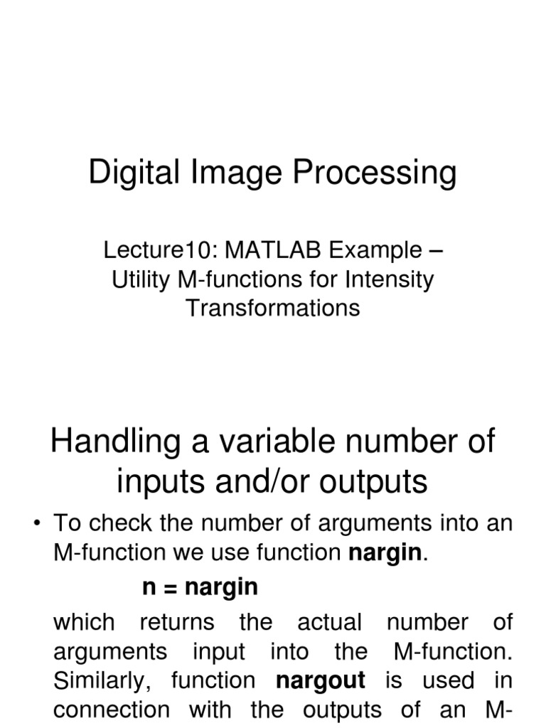 DIP10 - MATLAB Example - Utility M-Functions For Intensity ...