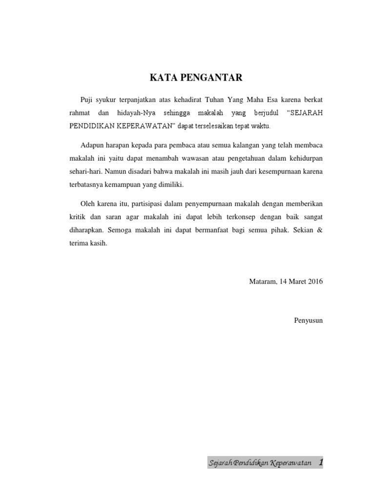 Kata Pengantar Untuk Makalah Sejarah Contoh Makalah