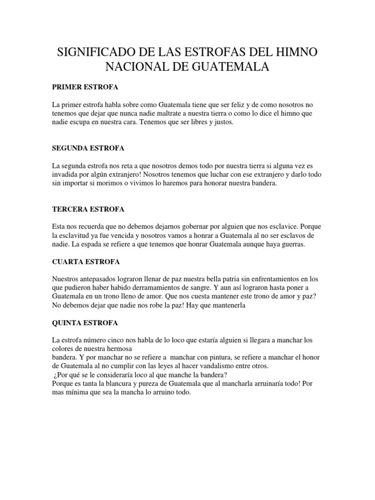 Significado de Las Estrofas Del Himno Nacional de