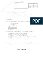 Prova Recuperativa de Geometria Analítica - Todos os conteúdos