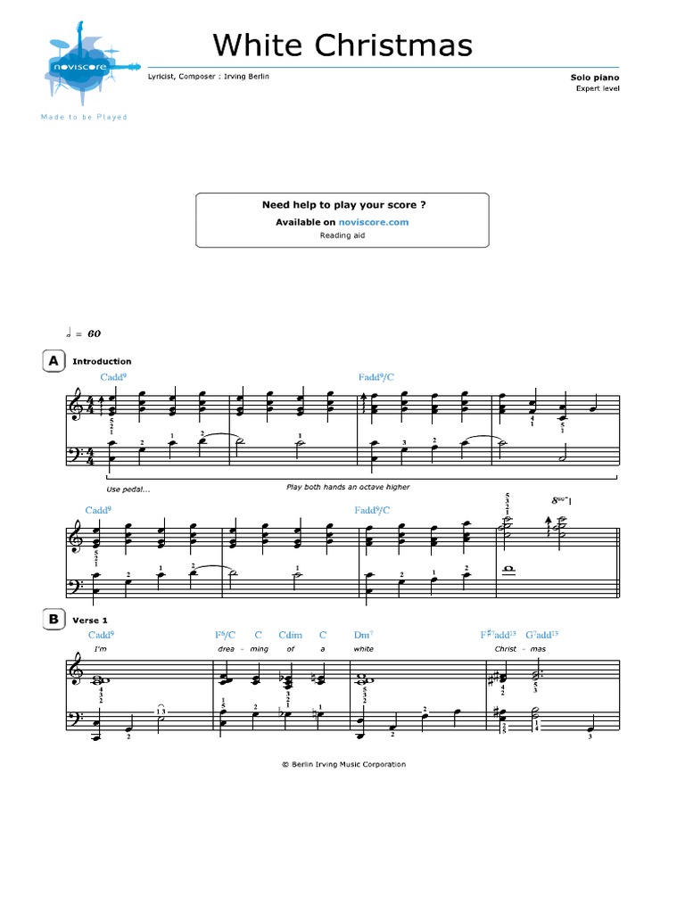 White Christmas Piano PDF | PDF for Free Printable Piano Sheet Music For White Christmas