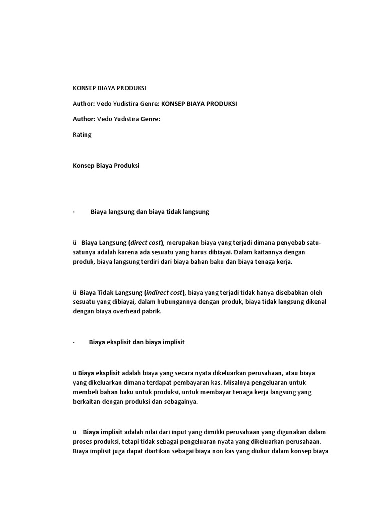 Konsep Biaya Produksi