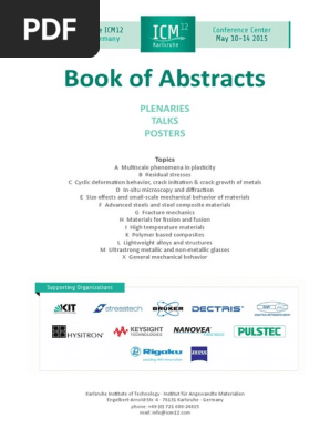 Book Of Abstracts2015 Icm12 Plasticity Physics Dislocation