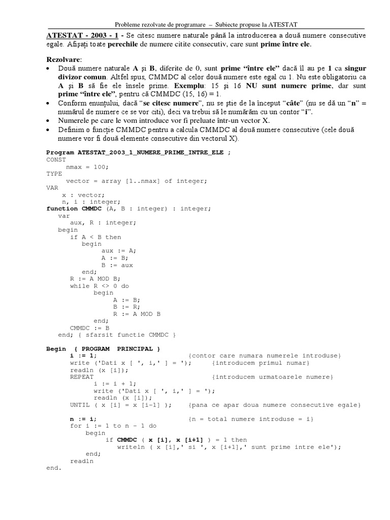 Probleme Rezolvate - Pascal - 1 | PDF