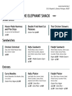 The Elephant Shack Menu