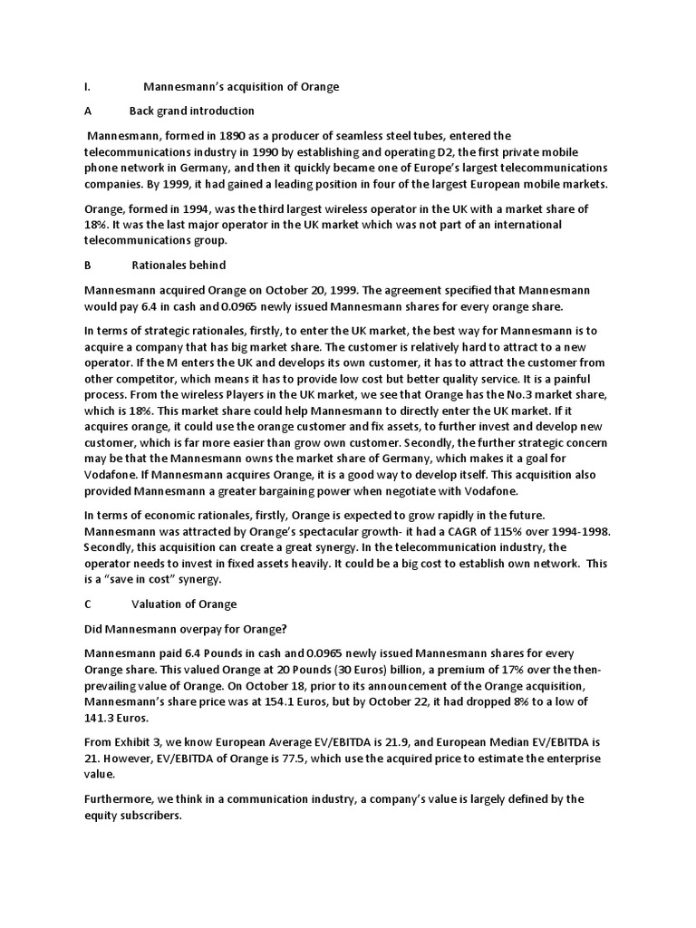 Vodafone Case Pdf Takeover Corporate Governance