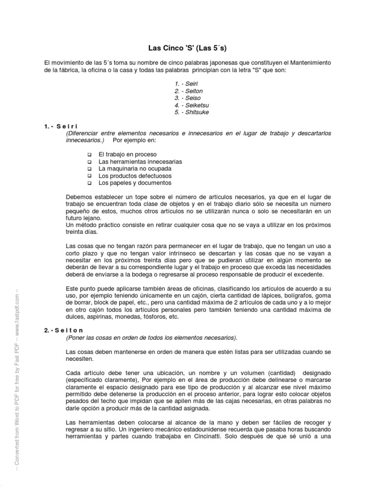 Las Cinco Ss | PDF