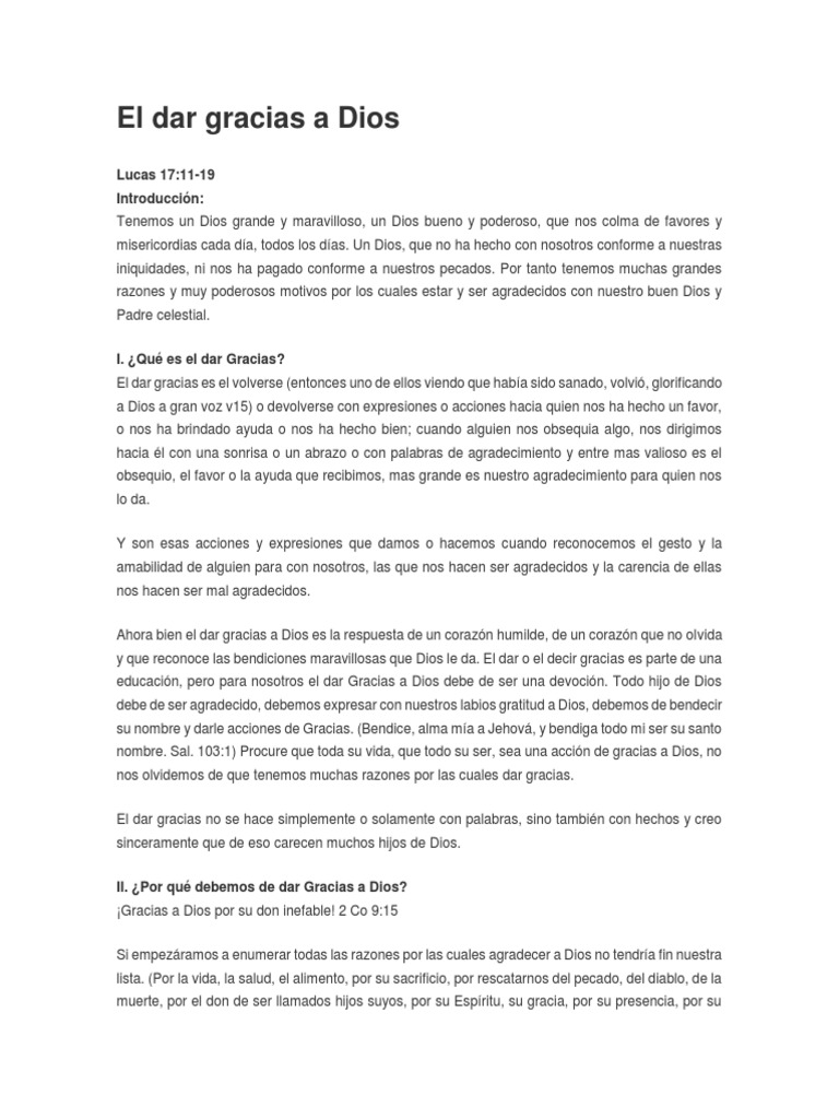 El Dar Gracias A Dios | PDF | Gratitud | Dios