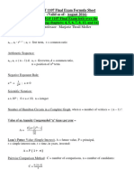 MGF 1107 Final Exam Formula Sheet Valid As of August 2014