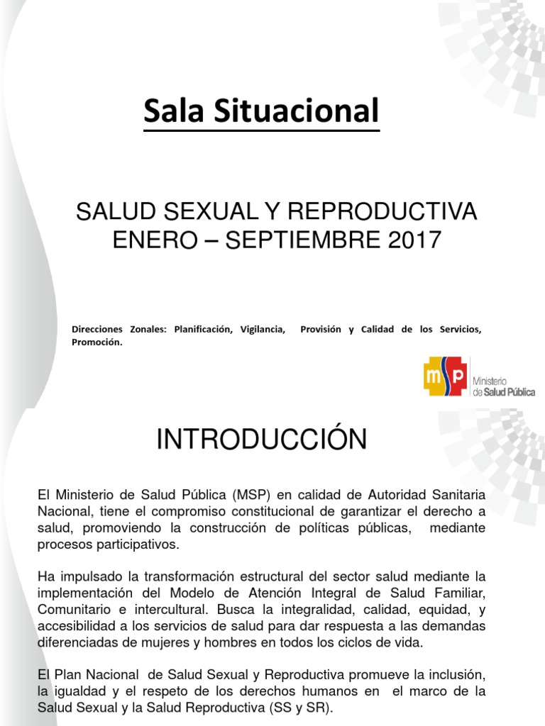 Sala Situacional Salud Sexual y Reproductiva Final 2017 | PDF | Salud  reproductiva | Infección transmitida sexualmente