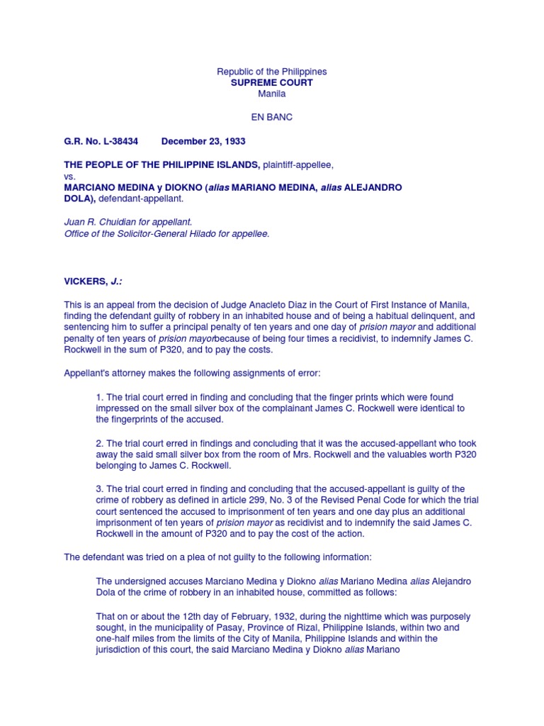 01 People V Medina Pdf Fingerprint Witness