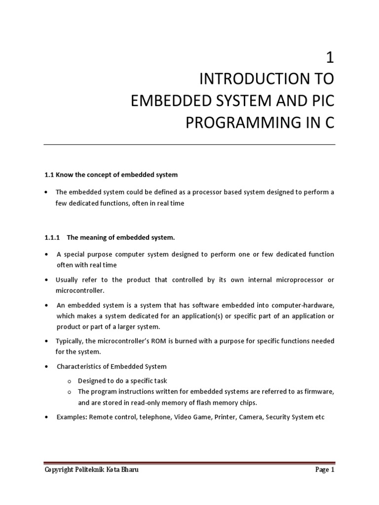 1.0 PIC Programming in C | PDF | Microcontroller | Embedded System