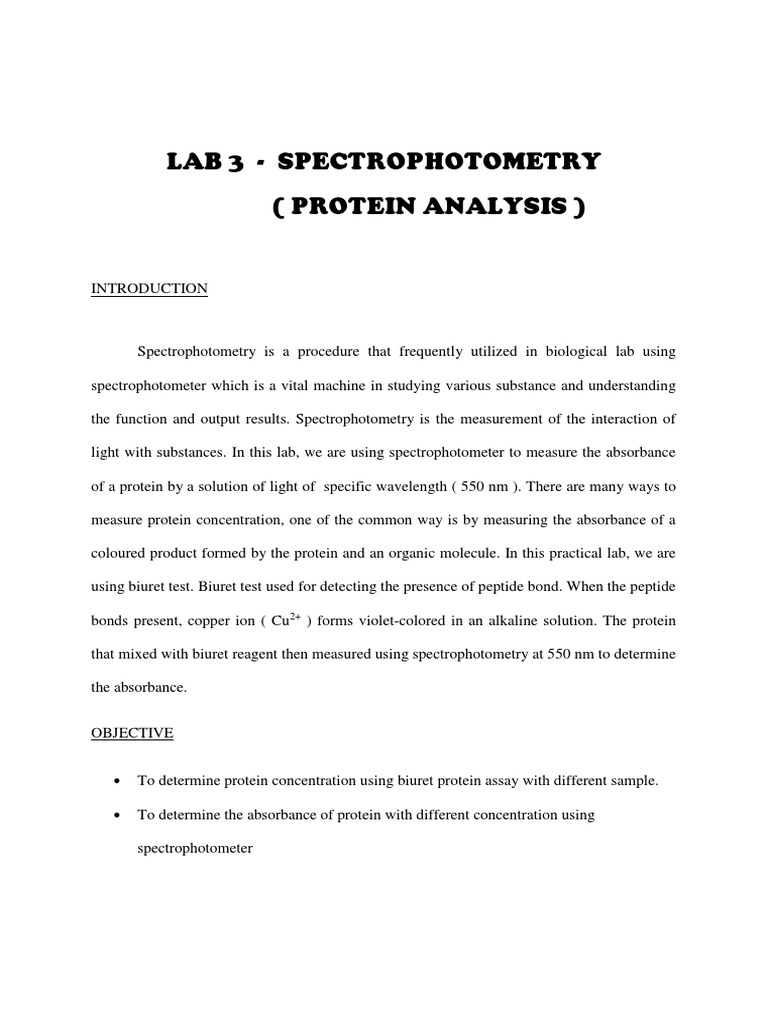 Lab 3 PDF Spectrophotometry Molecular Biology