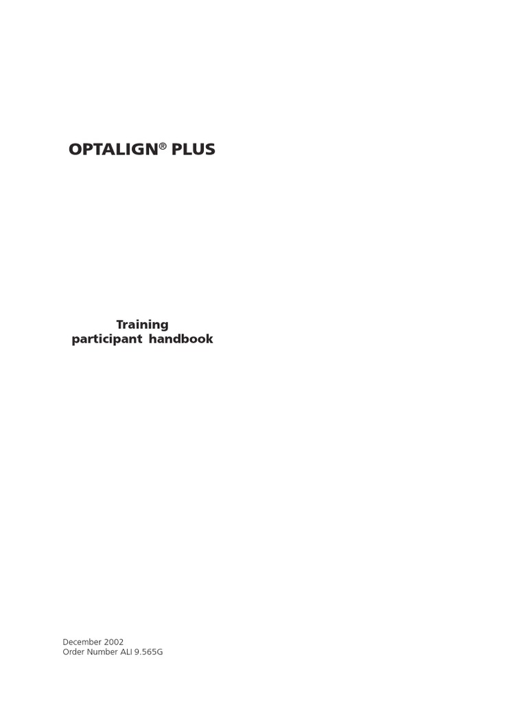 Optalign Plus Handbook | Bearing (Mechanical) | Applied And