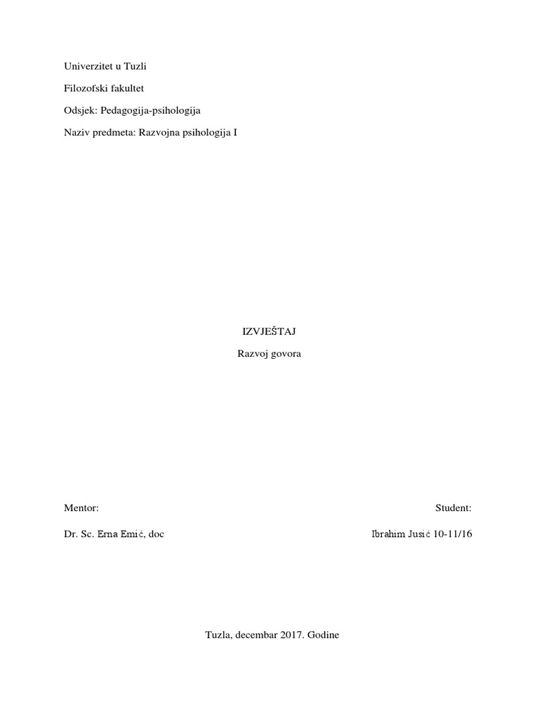 Razvoj Govora | PDF