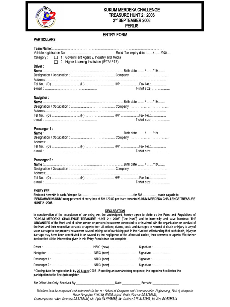 KUKUM Merdeka Challenge 2006 Entry Form | PDF | Common Law | Business