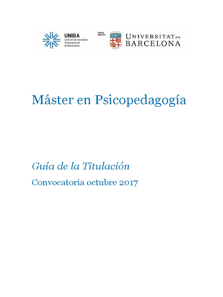 Máster en Psicopedagogía | PDF | Maestros | Educación Secundaria
