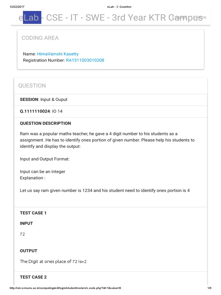 Identify Ones Place in C Code | PDF | Teaching Methods & Materials ...