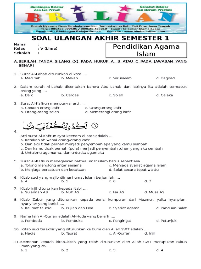 Contoh Soal Tentang Kitab Kitab Allah - Berbagi Contoh Soal