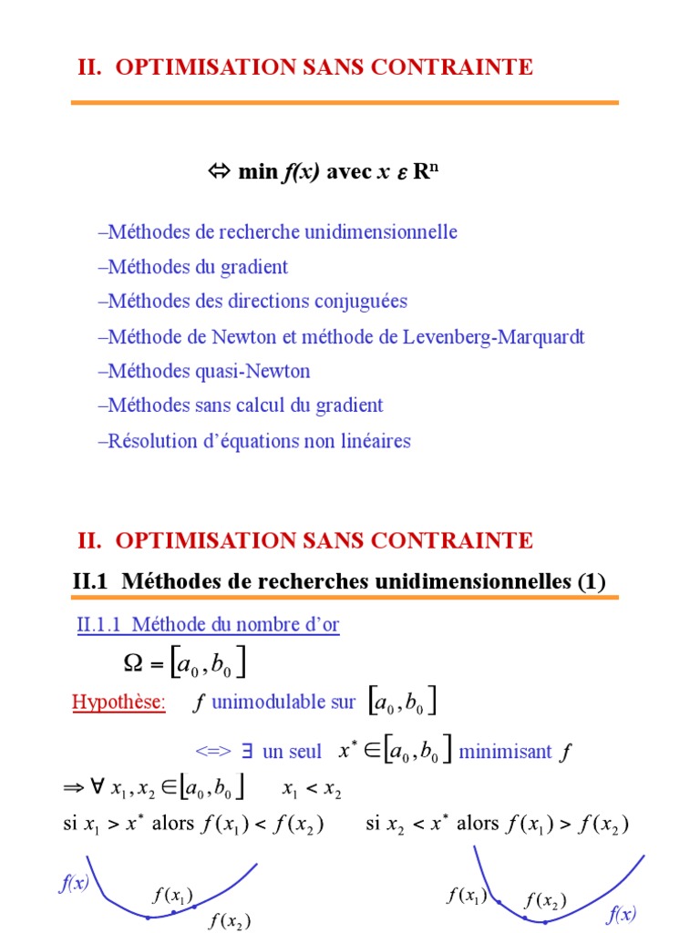 Optimisation Sans Contrainte: Méthodes | PDF | Optimisation ...