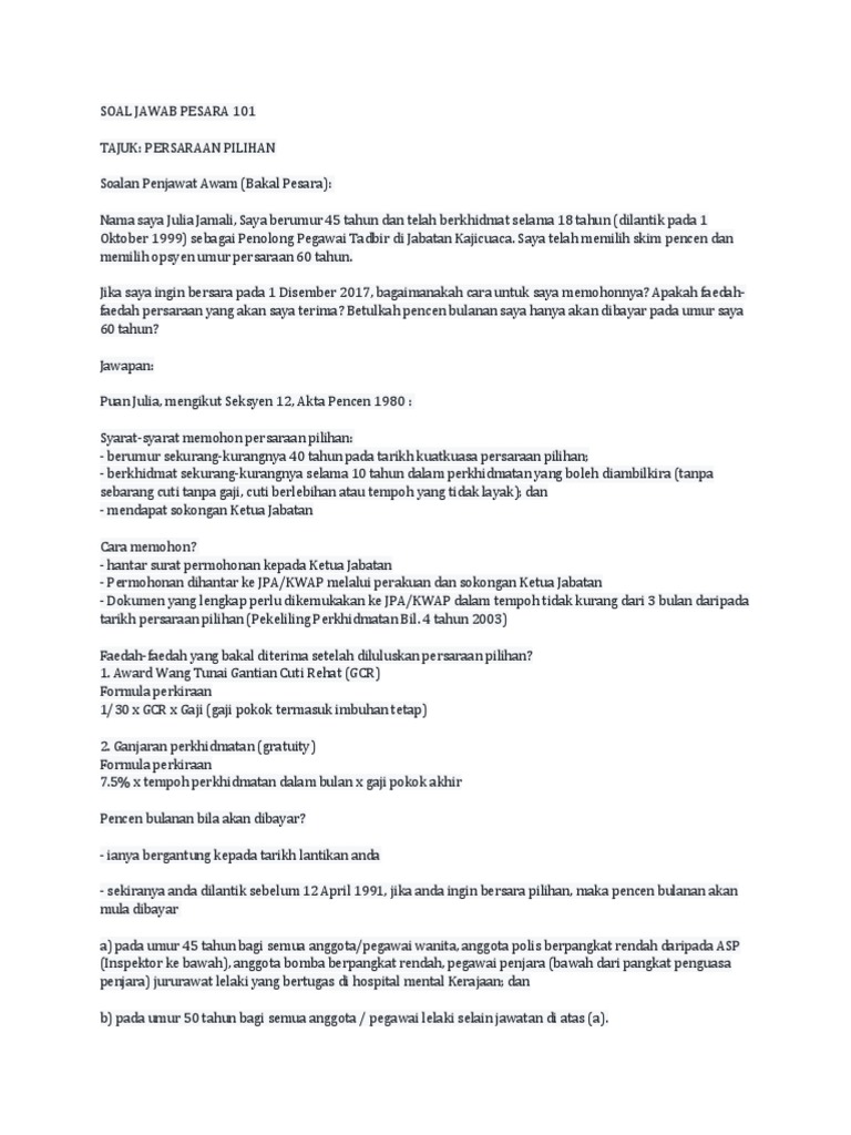 Soal Jawab Pesara 101 Pdf