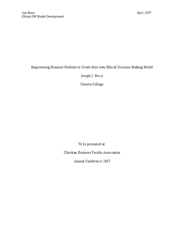 Ethical Model Development | PDF | Decision Making | Value (Ethics)