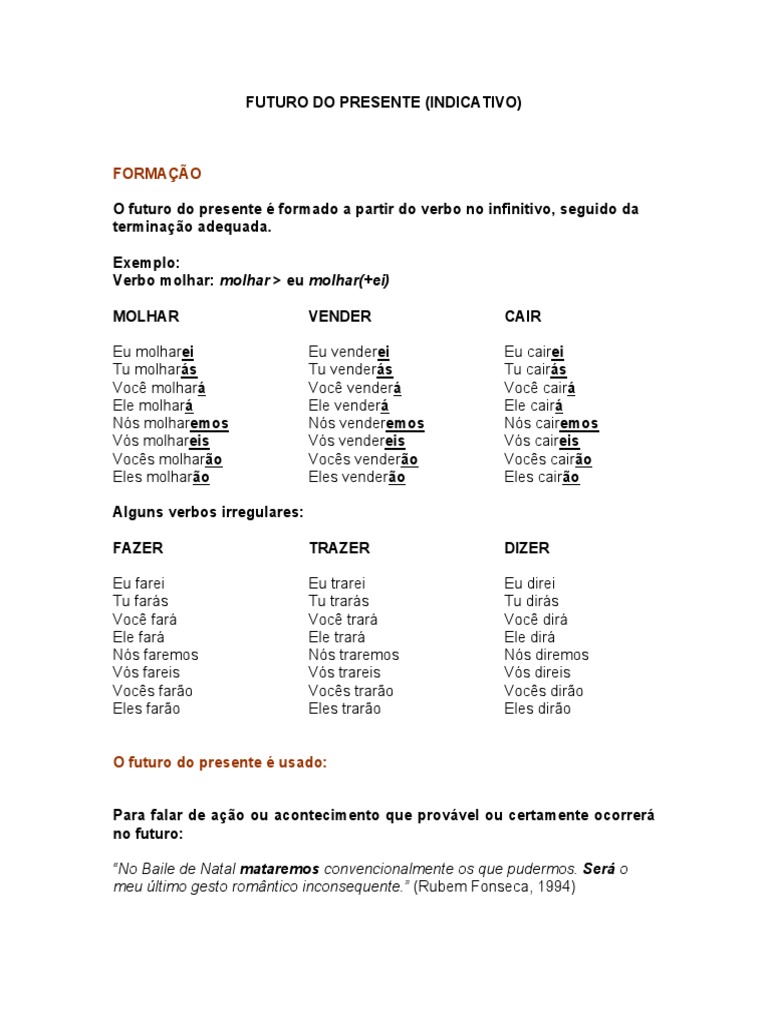 Futuro Do Presente (Indicativo) | PDF
