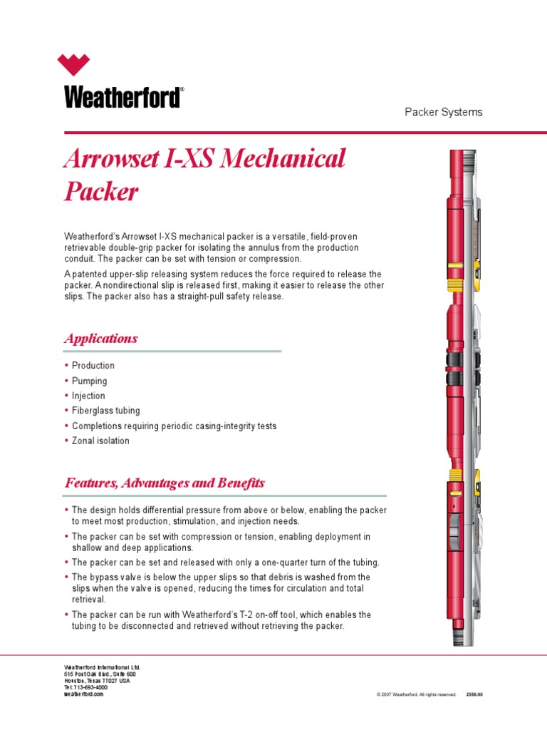 2558 Arrowset I XS Injection Packer | PDF | Pipe (Fluid Conveyance ...