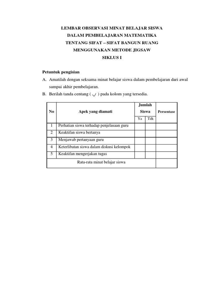 Lembar Observasi Minat Belajar Siswa | PDF | Karier & Perkembangan