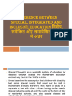 Difference between Special, Integrated and Inclusive Education