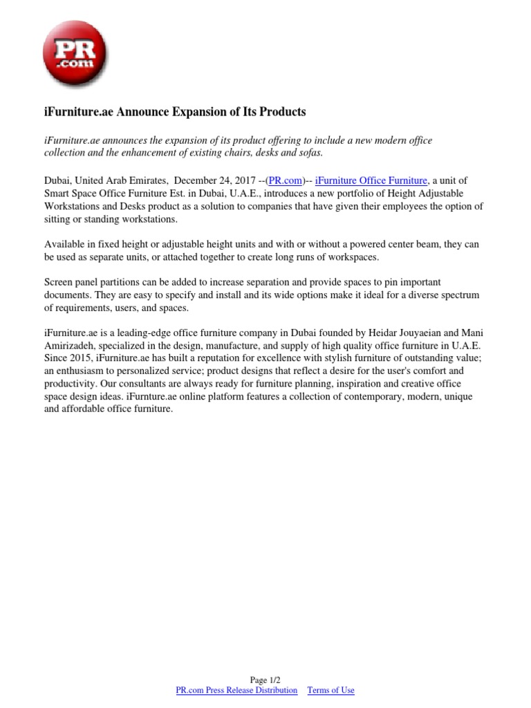 Ifurniture Ae Announce Expansion Of Its Products Desk Chair