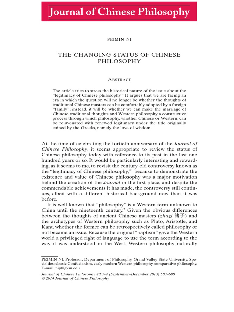 The Changing Status of Chinese Philosoph PDF | PDF | Chinese Philosophy ...