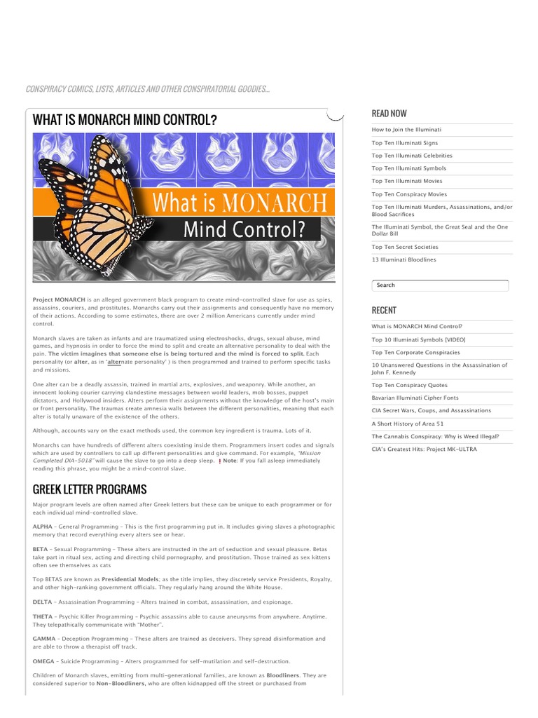 What Is MONARCH Mind Control - Illuminati Rex | PDF | Hypnosis | Violence