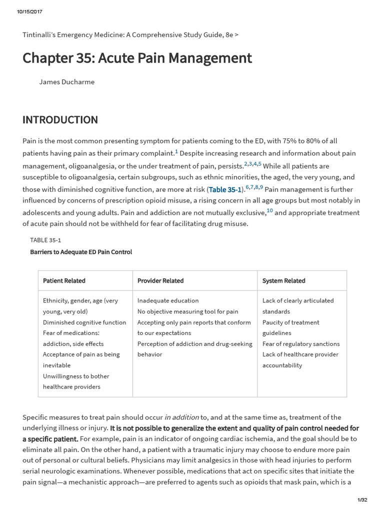 Chapter 35 Acute Pain Management Table 351 PDF Opioid Analgesic