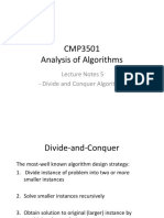 CMP3501 Analysis of Algorithms: Lecture Notes 5 - Divide and Conquer Algorithms