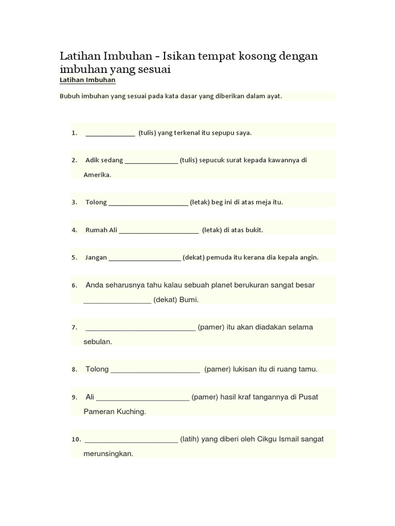 Imbuhan Awalan Dan Akhiran | PDF