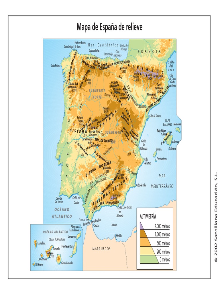 Mapa de España Relieve | PDF | Islas Canarias