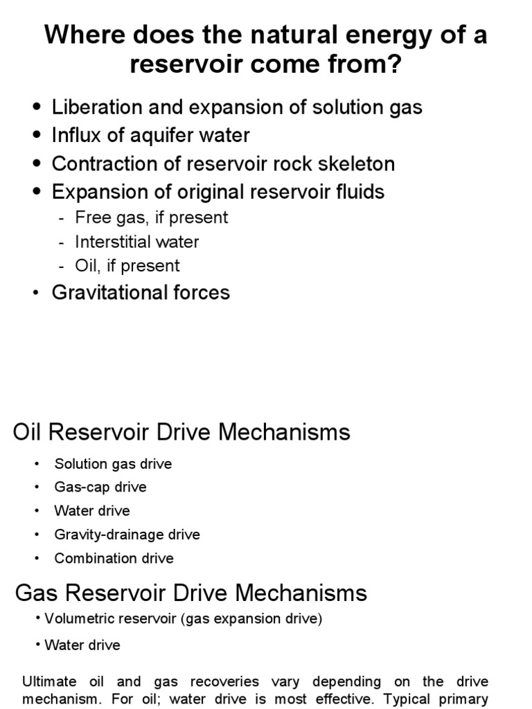 Reservoir Drive Mechanisms Overview | PDF | Petroleum Reservoir ...