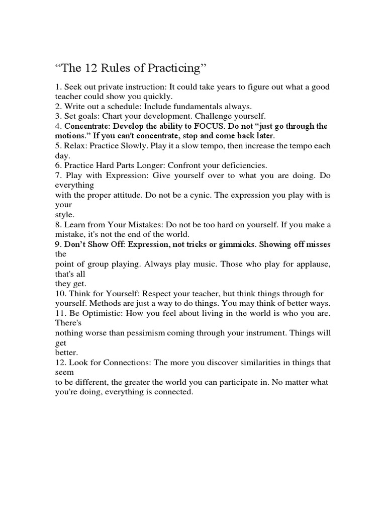 The 12 Rules of Practicing | PDF