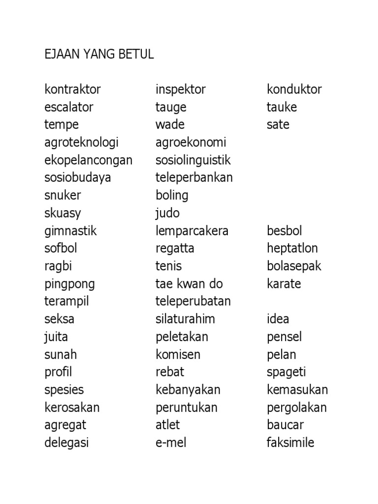 Ejaan Yang Betul Pdf