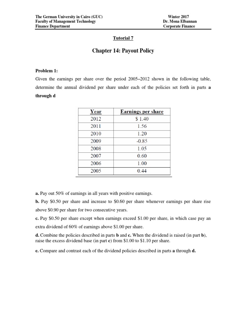 Payout Policy Analysis and Comparisons | PDF