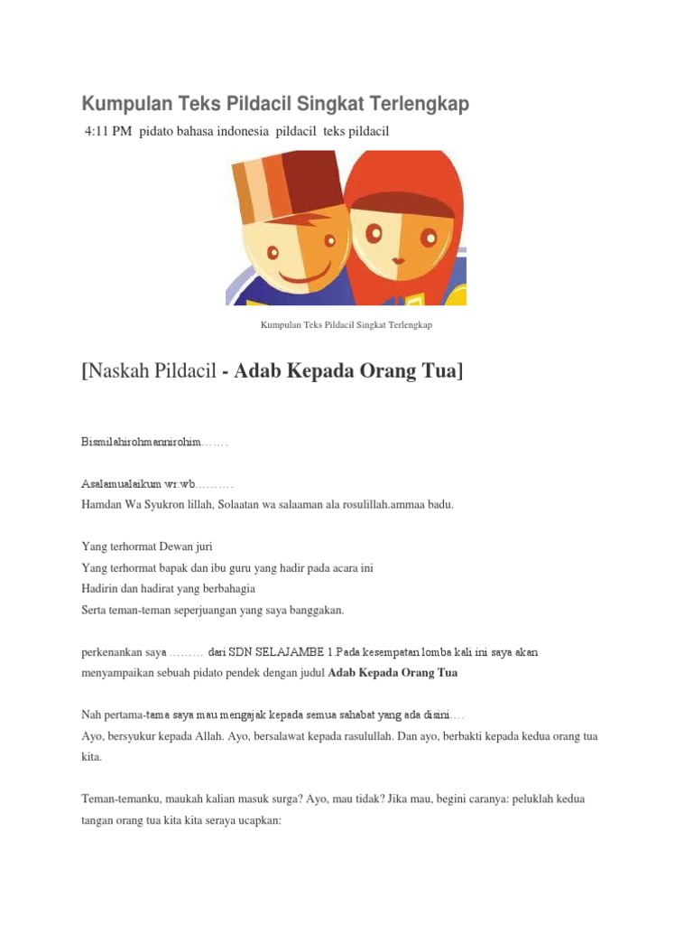 Teks Pidato Anak Kecil Kumpulan Referensi Teks Pidato