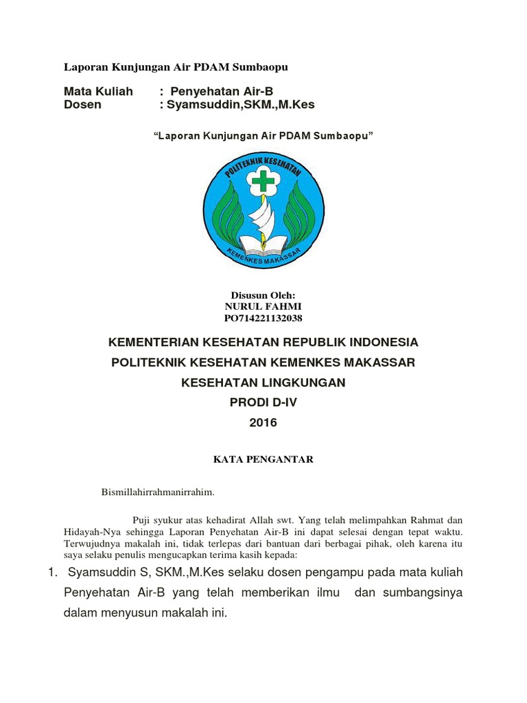 Laporan Kunjungan Air PDAM | PDF