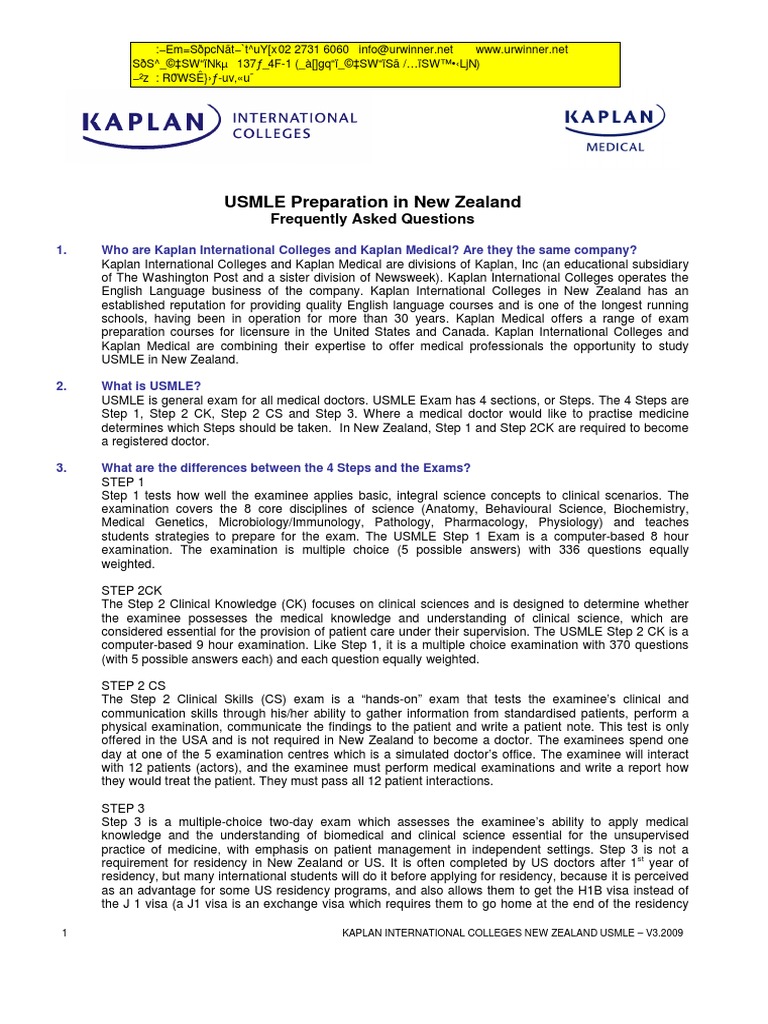 USMLE Preparation in New Zealand Frequently Asked Questions PDF